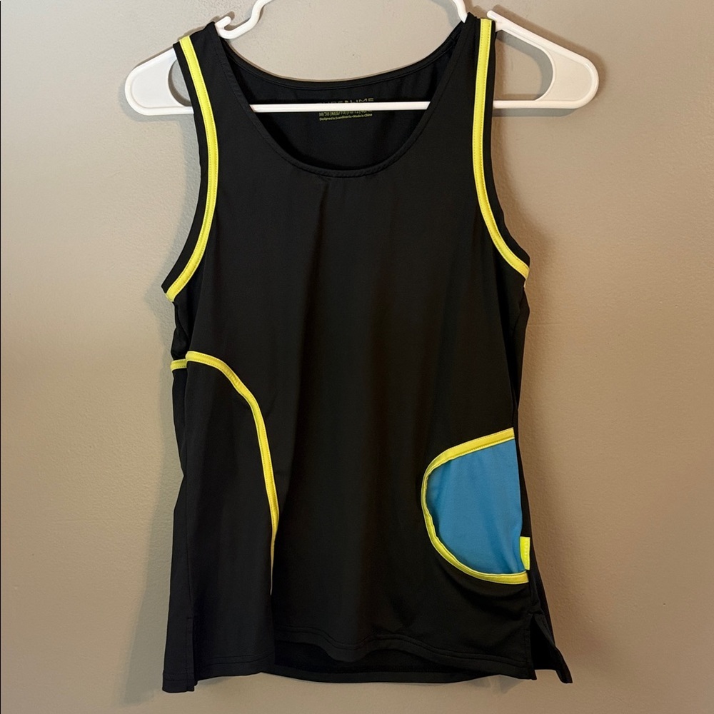 Pure Lime Women's Athletic Black Lime & Blue Tank Size Medium